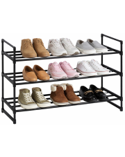 Czarna wąska szafka na buty do przedpokoju z 3 półkami - Skarlet w sklepie Edinos.pl