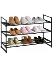 Czarna wąska szafka na buty do przedpokoju z 3 półkami - Skarlet w sklepie Edinos.pl