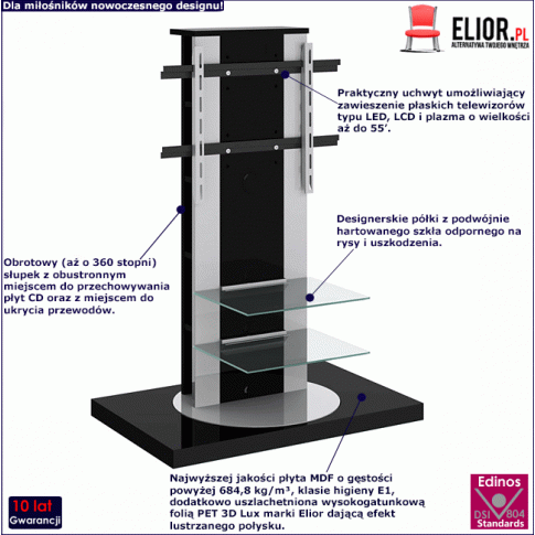 Fotografia Nowoczesna szafka RTV Koncept - czarny połysk z kategorii Szafki RTV