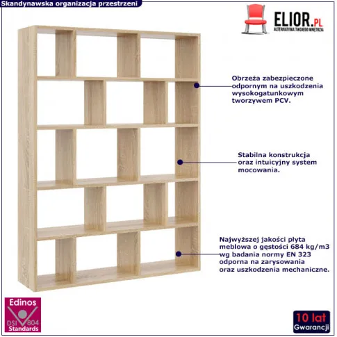 Fotografia Nowoczesny regał dąb sonoma wiszący lub stojący - Anika z kategorii Regały