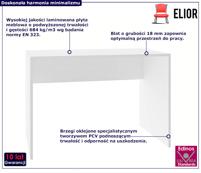 Białe minimalistyczne biurko Terano Silver Active 3X