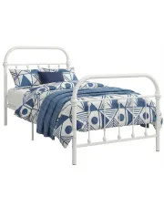 Białe industrialne łóżko metalowe 100x200 cm - Etiosa w sklepie Edinos.pl