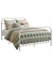 Białe loftowe łózko metalowe 140x200 cm - Etiosa w sklepie Edinos.pl