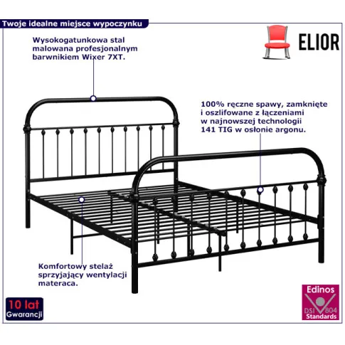 Czarne loftowe łóżko Asal