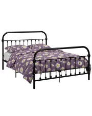 Czarne metalowe łóżko w stylu loft 140x200 cm - Etiosa w sklepie Edinos.pl