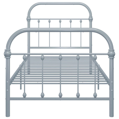 Szare metalowe łóżko pojedyncze 90 cm