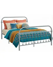 Szare industrialne łóżko z zagłówkiem metalowe 120x200 cm - Etiosa w sklepie Edinos.pl