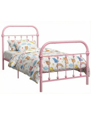 Różowe pojedyncze łóżko metalowe 90x200 cm - Etiosa w sklepie Edinos.pl