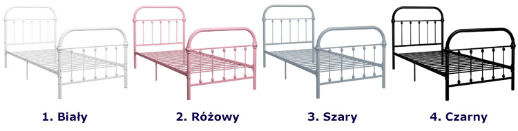 Kolory metalowego łóżka Asal