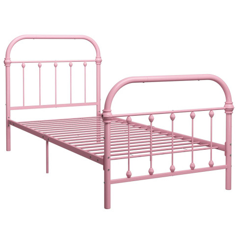 Różowe pojedyncze łóżko metalowe Asal