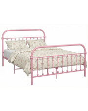 Różowe metalowe łóżko loftowe 120x200 cm - Etiosa w sklepie Edinos.pl