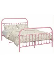 Różowe metalowe łóżko loftowe 120x200 cm - Etiosa w sklepie Edinos.pl