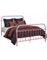 Różowe metalowe łóżko 160x200 cm - Etiosa w sklepie Edinos.pl