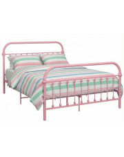 Różowe metalowe łóżko w stylu loft 180x200 cm - Etiosa w sklepie Edinos.pl