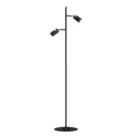 Czarna lampa podłogowa ze złotymi dodatkami - K381-Hawe