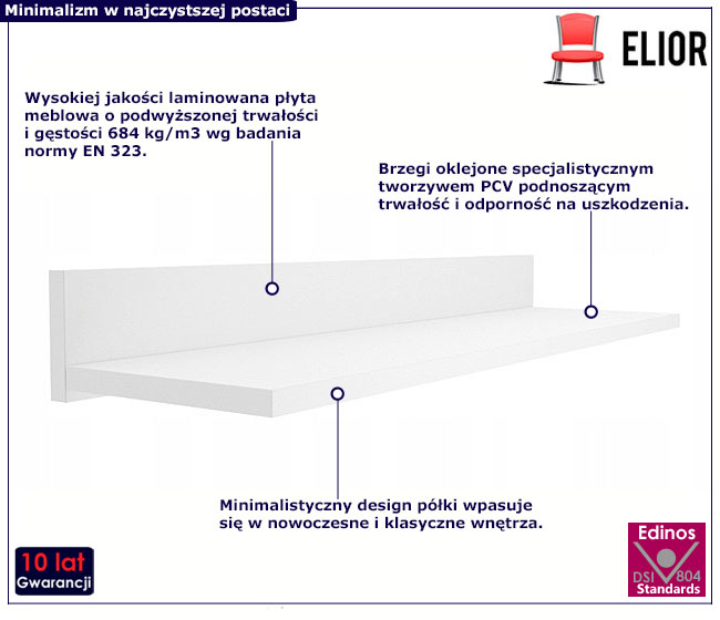 Biała minimalistyczna półka ścienna 60 cm Ebia