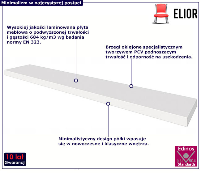 Biała minimalistyczna półka Tirena
