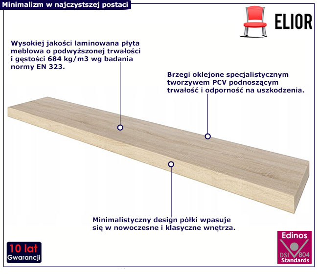 Minimalistyczna półka dąb sonoma Tirena