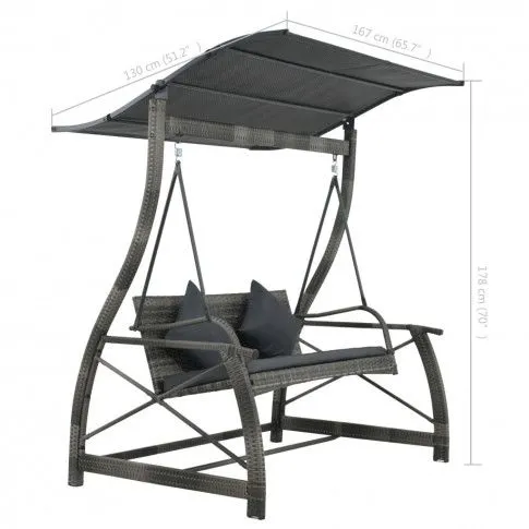 Szczegółowe zdjęcie nr 6 produktu Huśtawka ogrodowa z polirattanu grafitowa Baffic