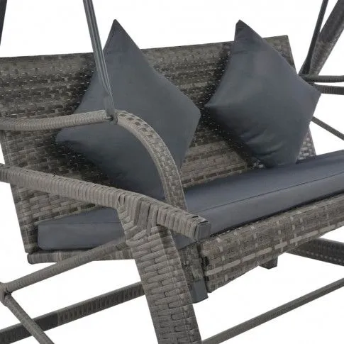 Szczegółowe zdjęcie nr 4 produktu Huśtawka ogrodowa z polirattanu grafitowa Baffic