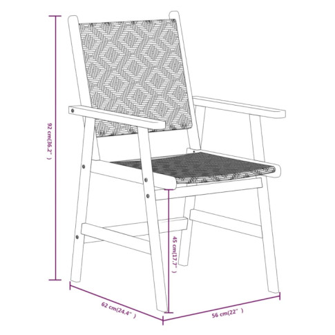 Wymiary krzesła Como 7X