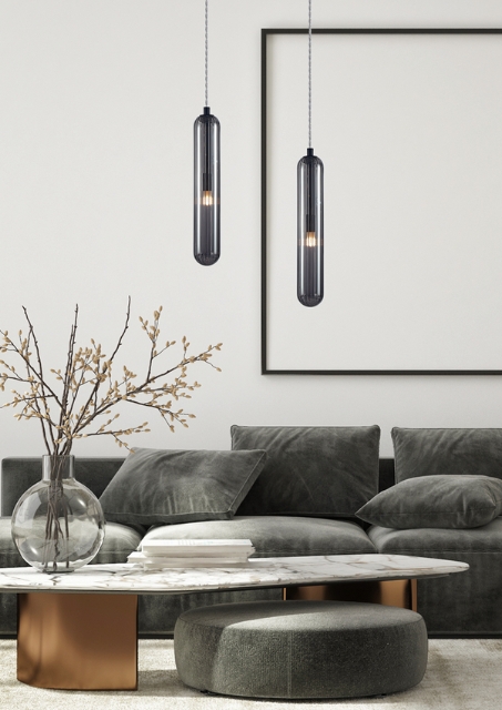 Nowoczesna czarna lampa wisząca - T465-Selima