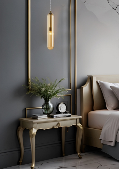 Nowoczesna złota lampa wisząca - T465-Selima