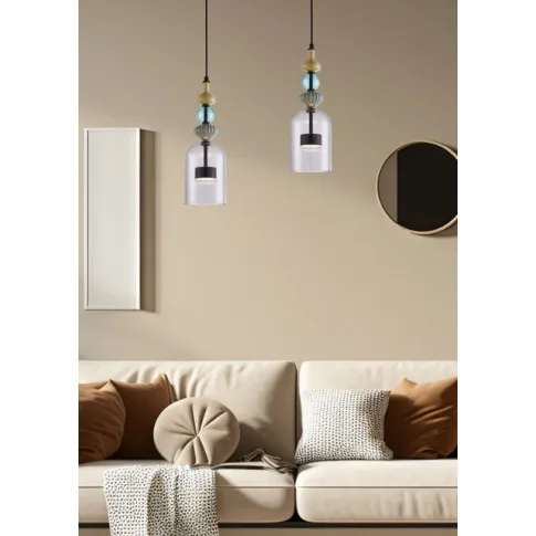 wizualizacja Czarna lampa wisząca ze szklanym kloszem - K396-Gusto