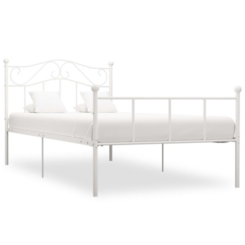 Białe metalowe łóżko Okla