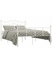 Białe metalowe łózko dwuosobowe 160x200 cm - Fiosa w sklepie Edinos.pl