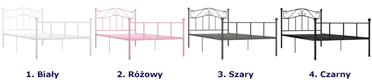 Kolory metalowego łóżka Dalina