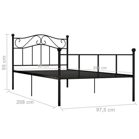Wymiary lóżka czarnego Okla 90