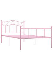 Różowe minimalistyczne łóżko z metalu 90x200 cm - Okla w sklepie Edinos.pl