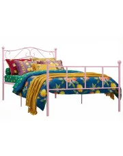 Różowe minimalistyczne łóżko z metalu 90x200 cm - Fiosa w sklepie Edinos.pl