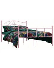 Różowe metalowe łóżko podwójne 120x200 cm - Fiosa w sklepie Edinos.pl