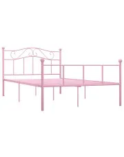 Różowe metalowe łóżko dwuosobowe 140x200 cm - Okla