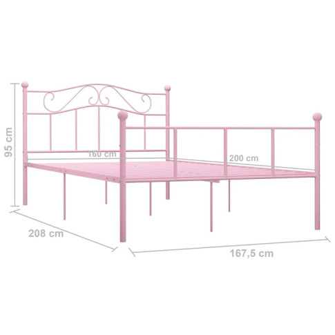 Wymiary różowego łózka Okla 160 cm
