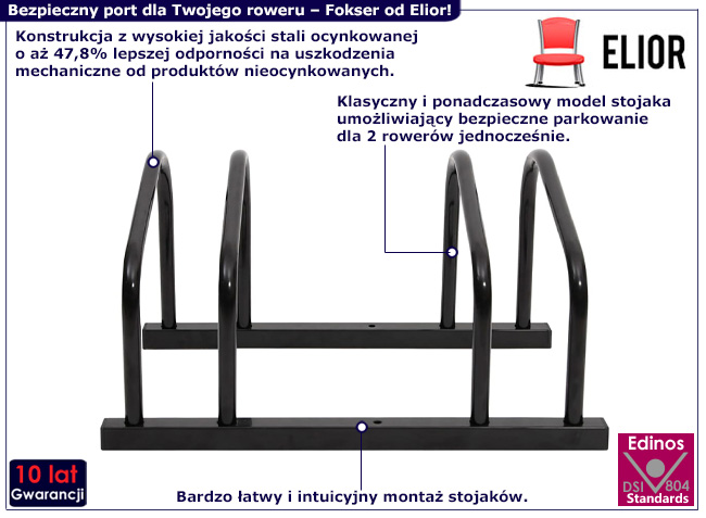Czarny stojak na 2 rowery Beline 3X