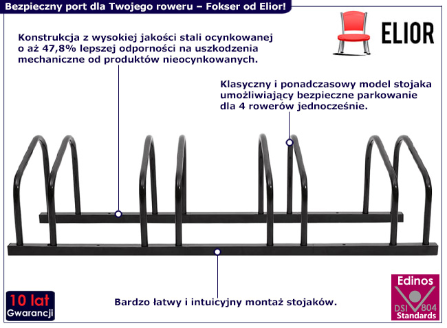 Czarny stojak na 4 rowery Fokser 5X