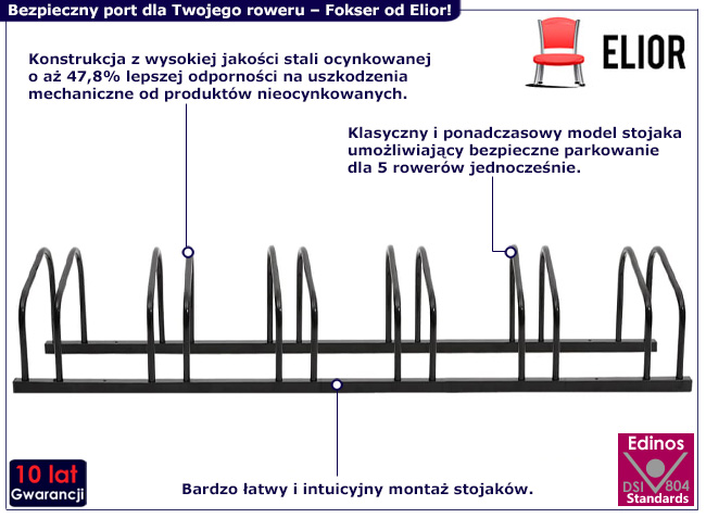 Czarny stojak na 6 rowerów Fokser 7X