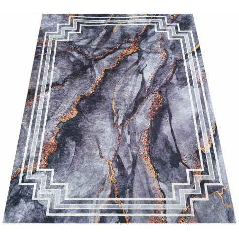 Prostokatny szary dywan z nowoczesna ramka Sellu 8X