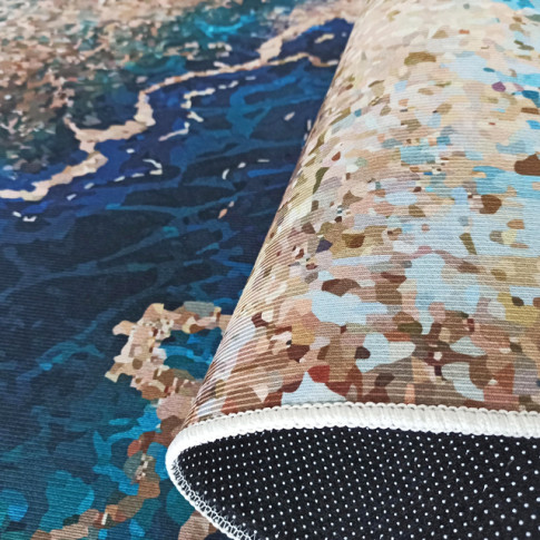 Nowoczesny niebieski dywan w ciekawy wzór Sellu 5X