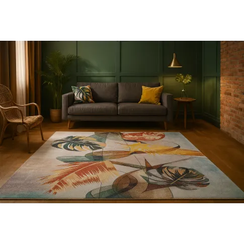 Nowoczesny wielobarwny dywan z motywem liści   Tagi 5X