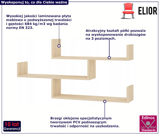 Nowoczesna półka wisząca dąb sonoma Avto