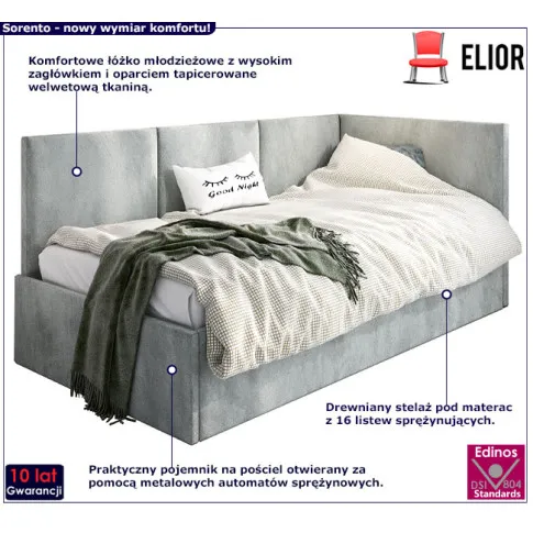 Tapicerowany tapczan popielaty Sorento