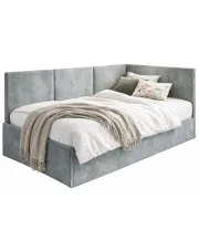 Szare łóżko tapicerowane z pojemnikiem Huzox - 4 rozmiary w sklepie Edinos.pl