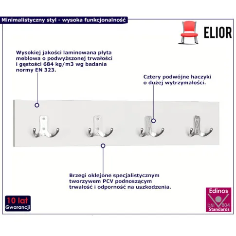 Biały wieszak do przedpokoju Elwo 3X