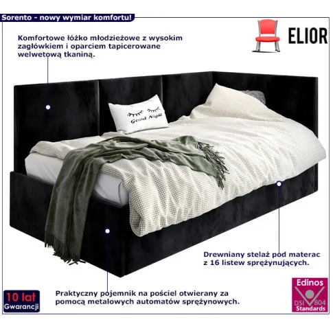 Tapicerowany tapczan czarny Sorento