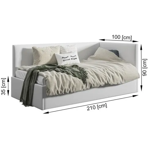 Narożne łóżko tapicerowane 90x200 Sorento wymiary