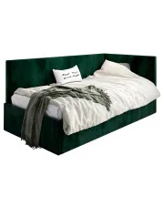 Zielone łóżko młodzieżowe z oparciem L Somma - 3 rozmiary w sklepie Edinos.pl